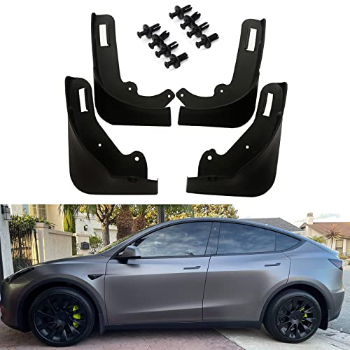 Car Mud Flaps Compatible with Tesla Model Y 2025 2024 2023 2022 2021 Splash Guards Mudguard Mudflaps Car Accessories, No Need to Drill HolesSet of 4