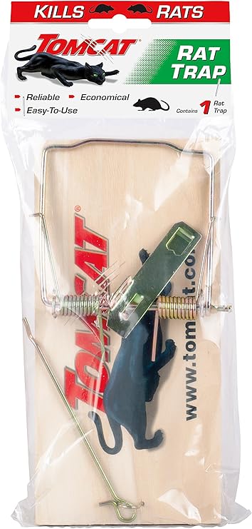 Tomcat Wooden Rat Traps - Disposable Non-Chemical Rat Trap for Homes, Garages and Basements, Single Pack